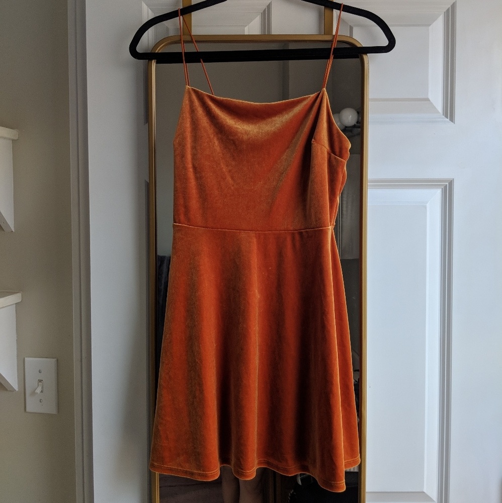 Orange/gold velvet dress